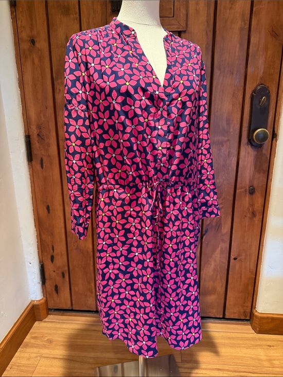 Diane Von Furstenberg Dresses & Skirts - DVF Diane von Furstenberg Freya Silk Dress Pink Navy Floral Drawstring